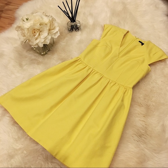 French Connection Yellow Flare Dress. - Picture 4 of 5